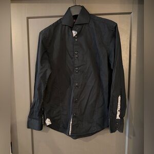 Vintage Review Black Button Down with Unique Design size Small Y2K